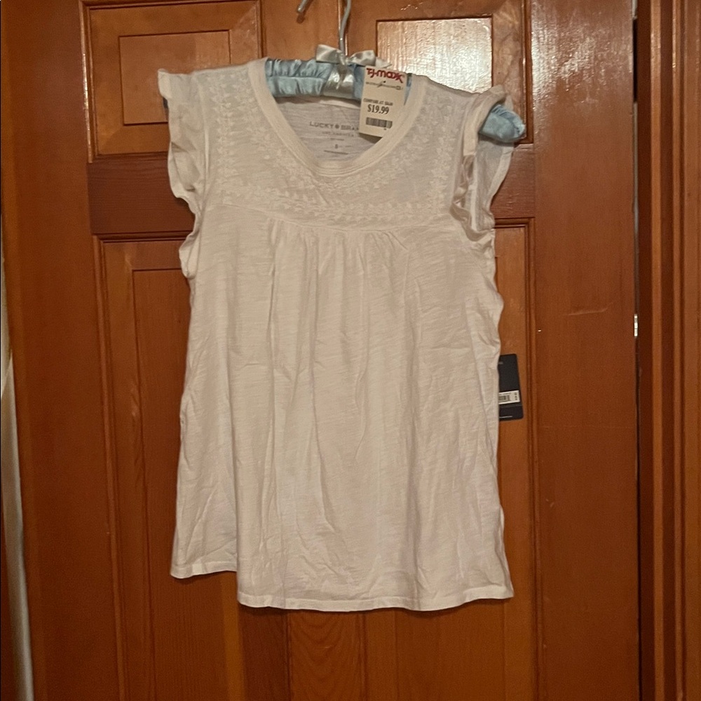 Lucky Brand Ivory Embroidered Blouse